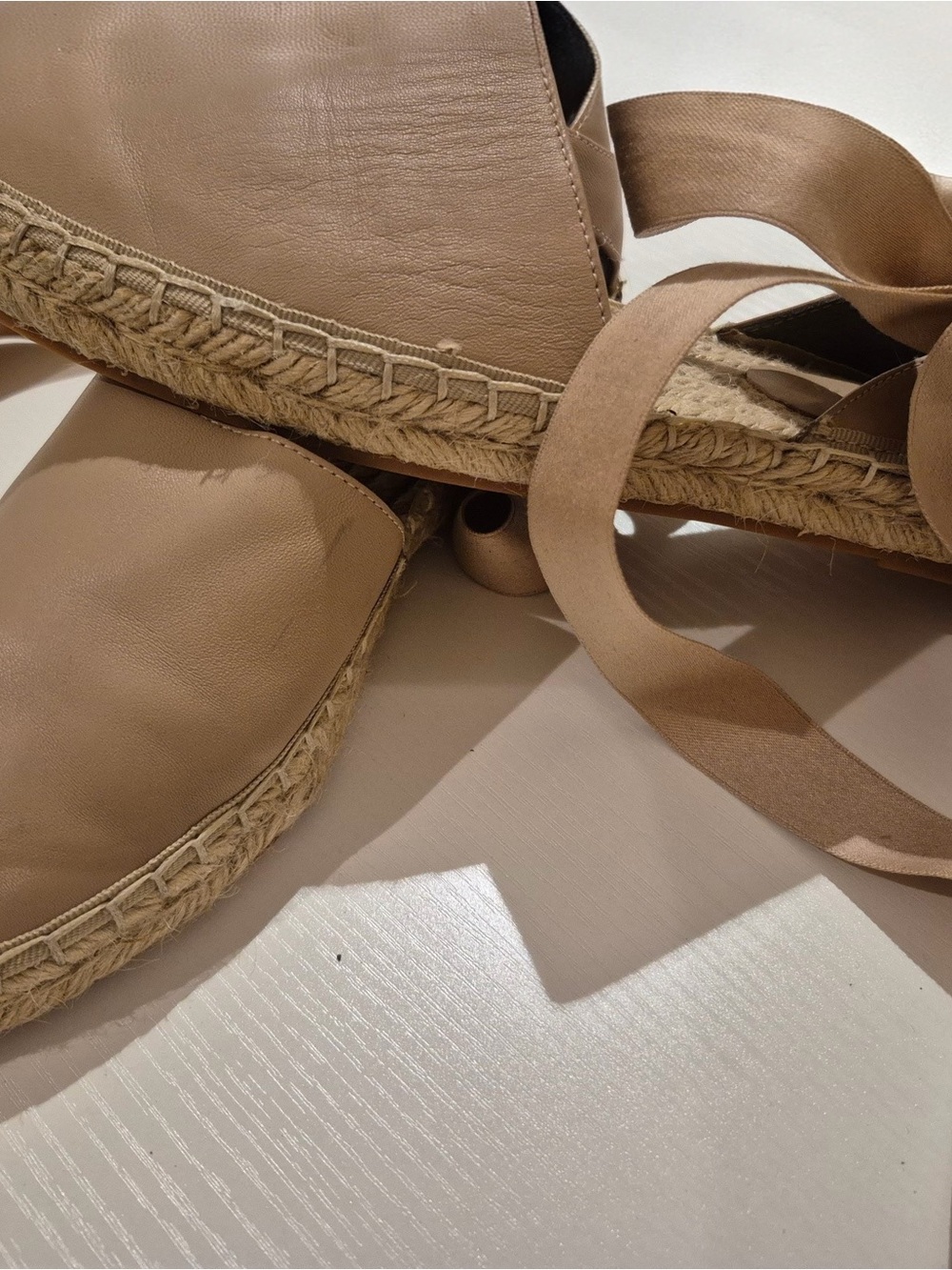 Rebecca Minkoff Beige Ankle-Tie Espadrille Flats Worn 1x LOVE THESE 🩷! - Picture 5 of 10